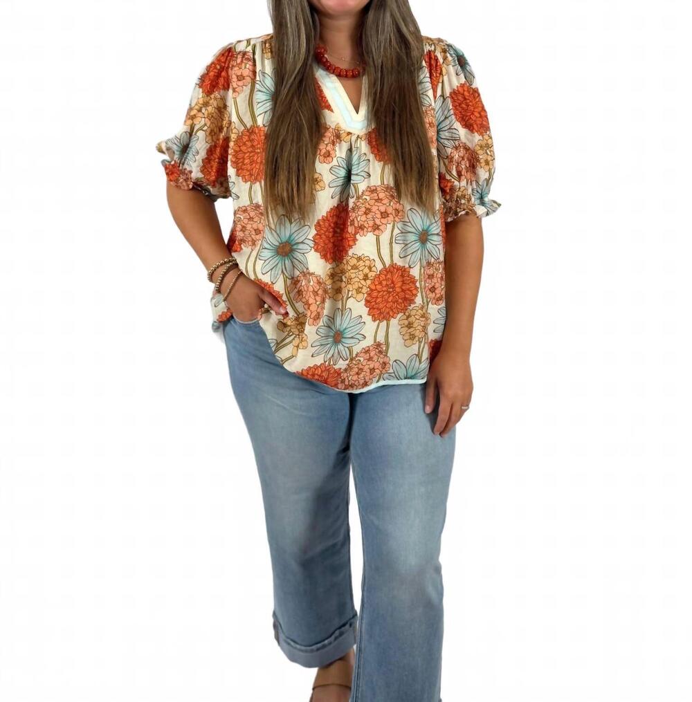 NEW UMGEE women's autumn florals blouse in red multi